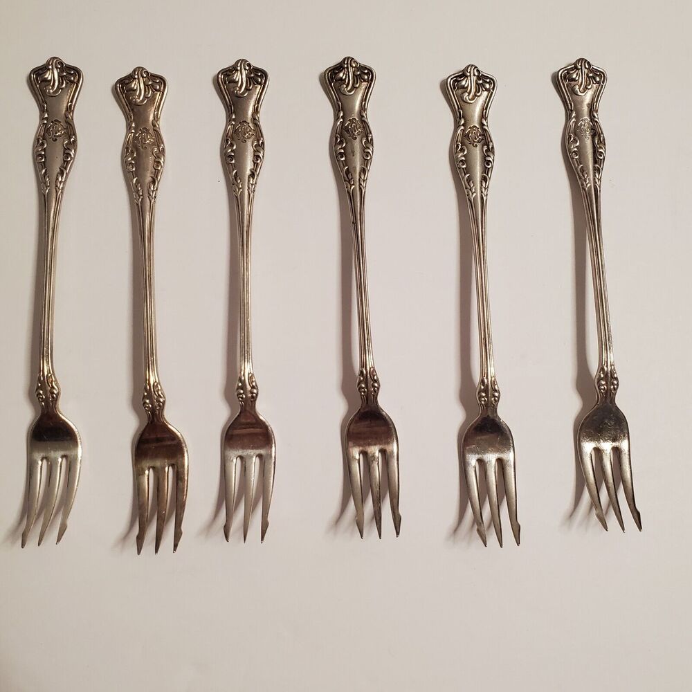 Antique Meriden Brittania Silver-Plate Hors D'Oeuvres Forks Set of 6 Flatware